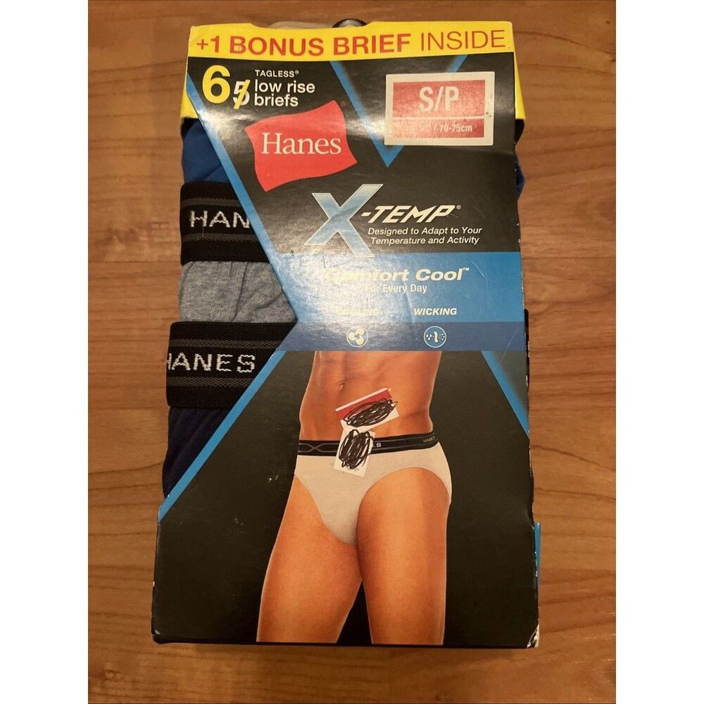 Hanes Men's X-TEMP Comfort Cool Tagless 6 Low Rise Briefs Size S 28-30